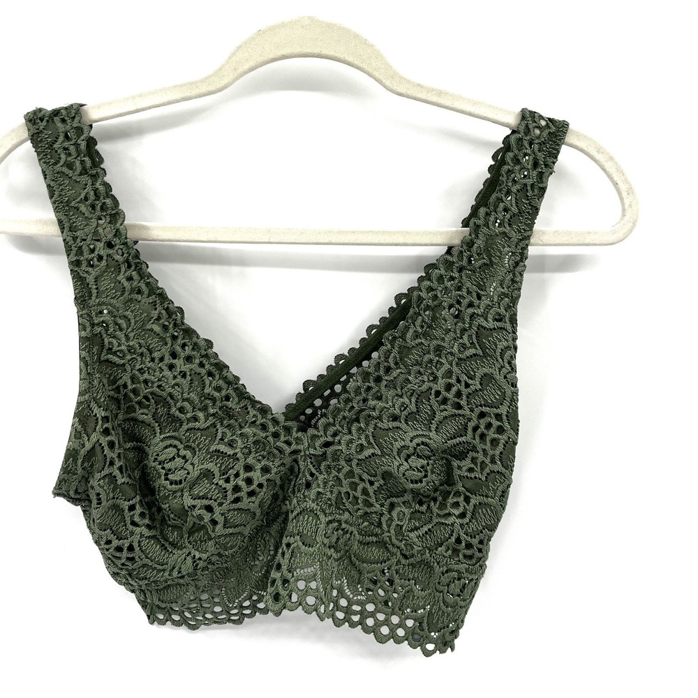 Aerie sage green lacy v cut bralette fairycore boho fairy grunge top intimate L